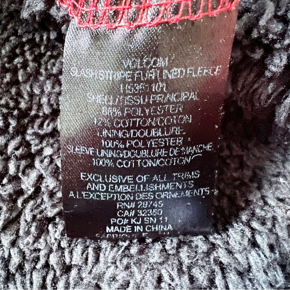 Volcom Slash Stripe Full Zip Fleece Lined Sherpa Men’s S Purple Black Hood Y2K - Picture 7 of 9